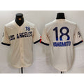 Johnsonshop Los Angeles Dodgers #18 Yoshinobu Yamamoto Cream  2024 City Connect Limited Jersey
