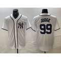 Johnsonshop New York Yankees #99 Aaron Judge White  Fashion Cool Base Jersey