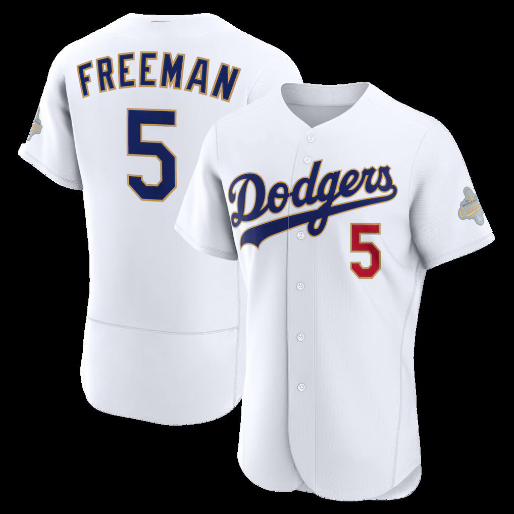 Johnsonshop Los Angeles Dodgers #5 Freddie Freeman White  2026 Gold Collection Authentic Jersey
