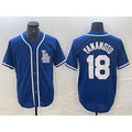 Johnsonshop Los Angeles Dodgers #18 Yoshinobu Yamamoto Blue  Cool Base Stitched Jersey