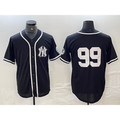 Johnsonshop New York Yankees #99 Aaron Judge No Name Black White  Cool Base Stitched Jersey