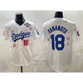 Johnsonshop Los Angeles Dodgers #18 Yoshinobu Yamamoto White  2025 World Series Patch Tokyo Series Limited Stitched Jersey