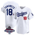 Johnsonshop Los Angeles Dodgers #18 Yoshinobu Yamamoto White  2024 World Series Champions Home Limited Stitched Jersey