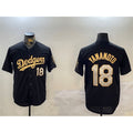Johnsonshop Los Angeles Dodgers #18 Yoshinobu Yamamoto Black Gold  Limited Stitched Jersey