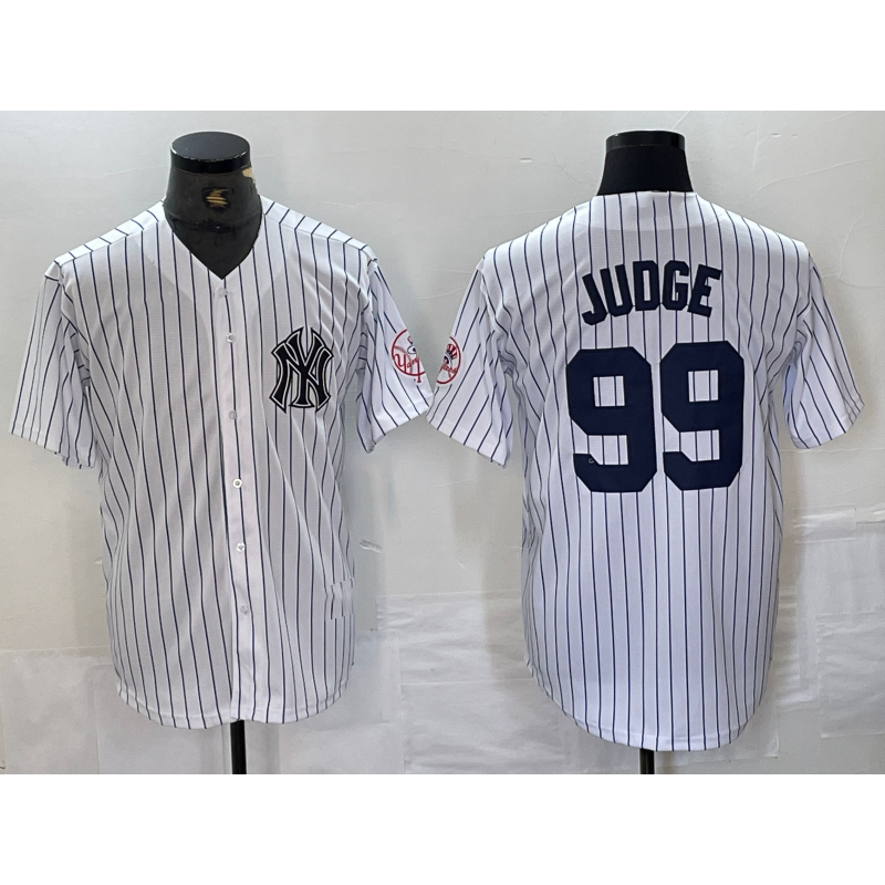 Johnsonshop New York Yankees #99 Aaron Judge Name White  With Patch 2024 Cool Base Stitched Jersey