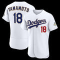 Johnsonshop Los Angeles Dodgers #18 Yoshinobu Yamamoto White  2026 Gold Collection Authentic Jersey