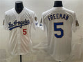 Johnsonshop Los Angeles Dodgers #5 Freddie Freeman White  2026 Gold Collection 9x & B2B Champs Patch Stitched Jersey
