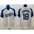 Johnsonshop Los Angeles Dodgers #18 Yoshinobu Yamamoto White Blue  Fashion Stitched Cool Base Limited Jerseys