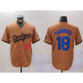 Johnsonshop Los Angeles Dodgers #18 Yoshinobu Yamamoto Number Olive  Cool Base Limited Stitched Jersey 2