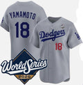 Johnsonshop Los Angeles Dodgers #18 Yoshinobu Yamamoto Gray  2025 World Series Limited Stitched Jersey