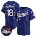 Johnsonshop Los Angeles Dodgers #18 Yoshinobu Yamamoto Royal  2025 Tokyo Series Limited Stitched Jersey