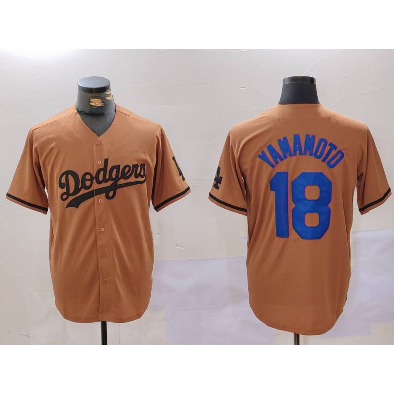 Johnsonshop Los Angeles Dodgers #18 Yoshinobu Yamamoto Olive  Cool Base Limited Stitched Jersey