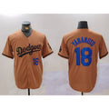 Johnsonshop Los Angeles Dodgers #18 Yoshinobu Yamamoto Number Olive  Cool Base Limited Stitched Jerseys
