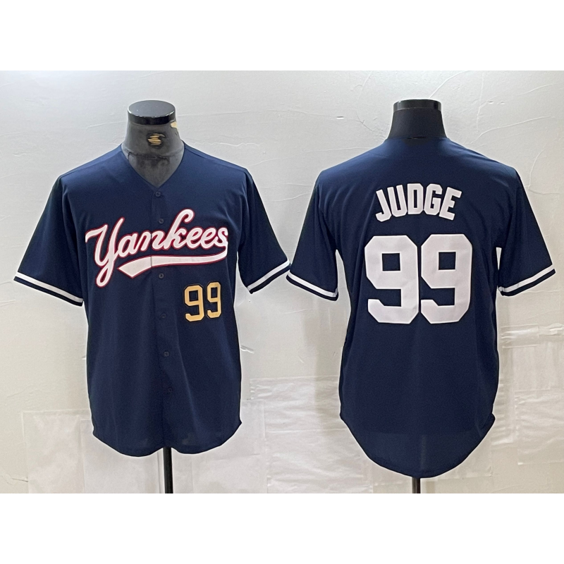 Johnsonshop New York Yankees #99 Aaron Judge Number Navy  Cool Base Stitched Jersey