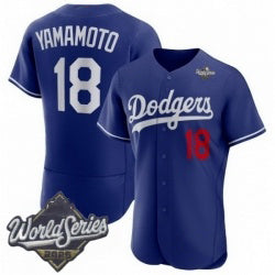 Johnsonshop Los Angeles Dodgers #18 Yoshinobu Yamamoto Royal  2025 World Series Limited Stitched Jersey