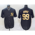 Johnsonshop New York Yankees #99 Aaron Judge Black Gold  Cool Base Stitched Jersey