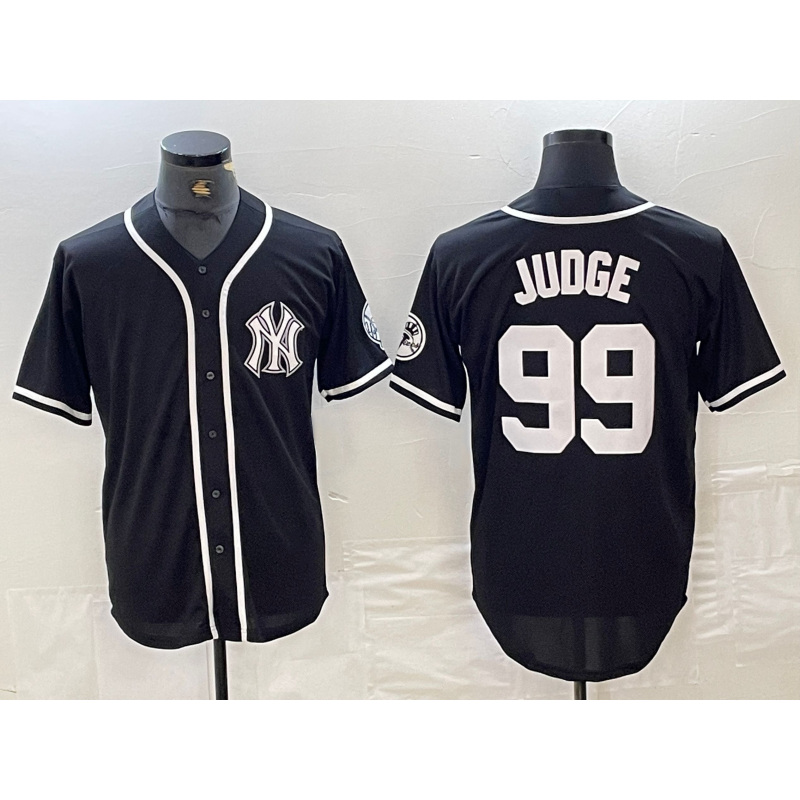 Johnsonshop New York Yankees #99 Aaron Judge Black White  Cool Base Stitched Jersey