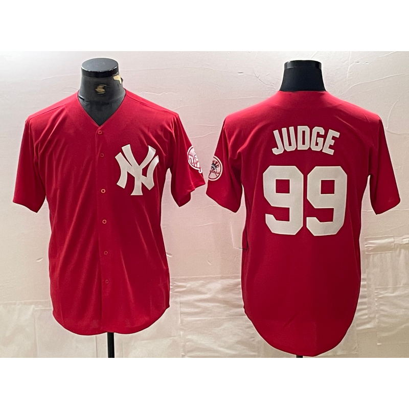 Johnsonshop New York Yankees #99 Aaron Judge Red  Fashion Cool Base Jersey