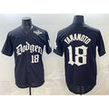 Johnsonshop Los Angeles Dodgers #18 Yoshinobu Yamamoto Black  2025 LA Gothic Style With 2025 World Series Patch Vapor Premier Limited Stitched Jersey