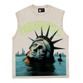 2026 American High Street Drowning Statue of Liberty Print T-shirt
