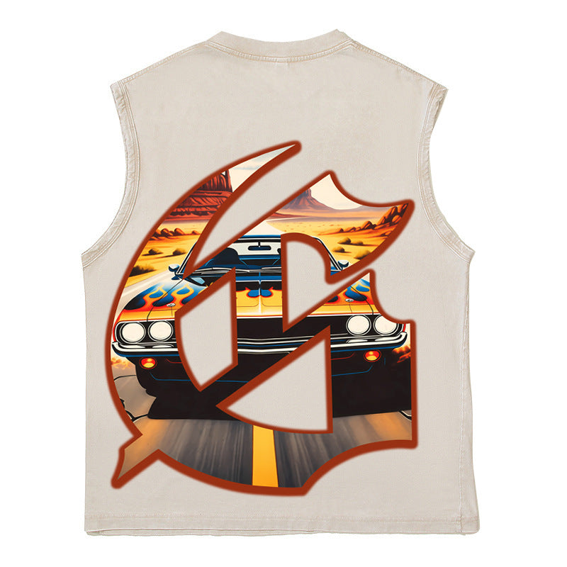 2026 American New Skull Racing Retro High Street Casual T-shirt