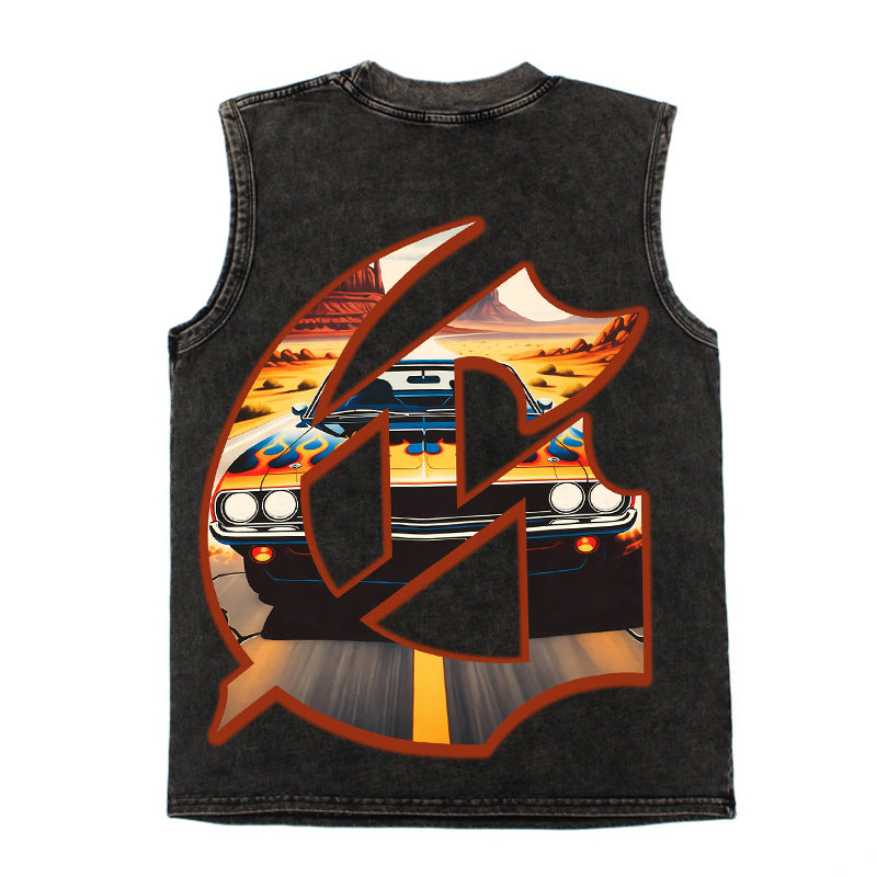 2026 American New Skull Racing Retro High Street Casual T-shirt