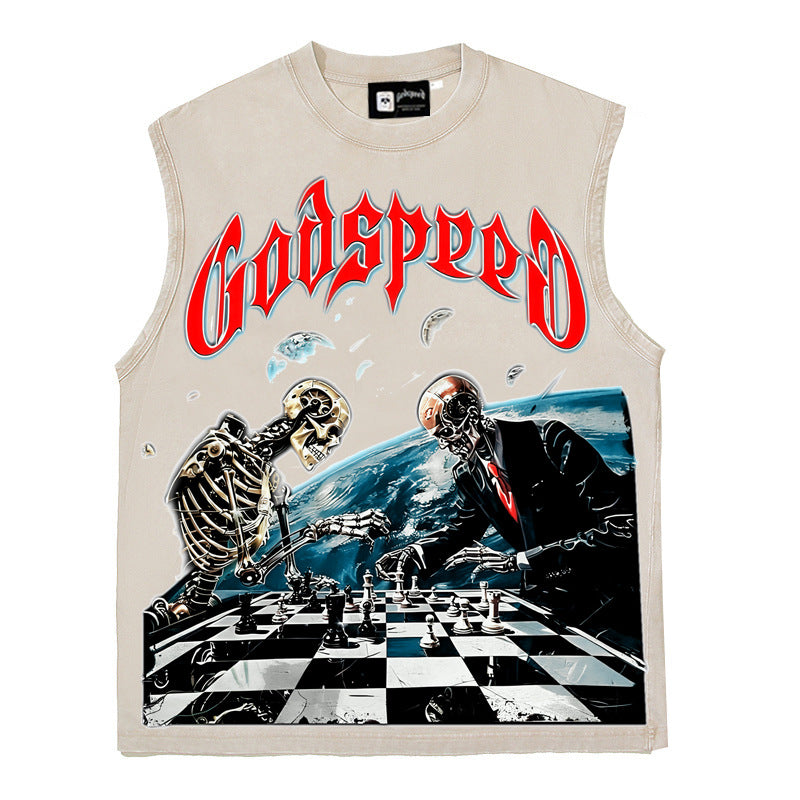 2026 American High Street Rock Street Skull Chess West  T-shirt