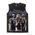 2026 American High Street Washed Distressed Skull Basketball T-shirt