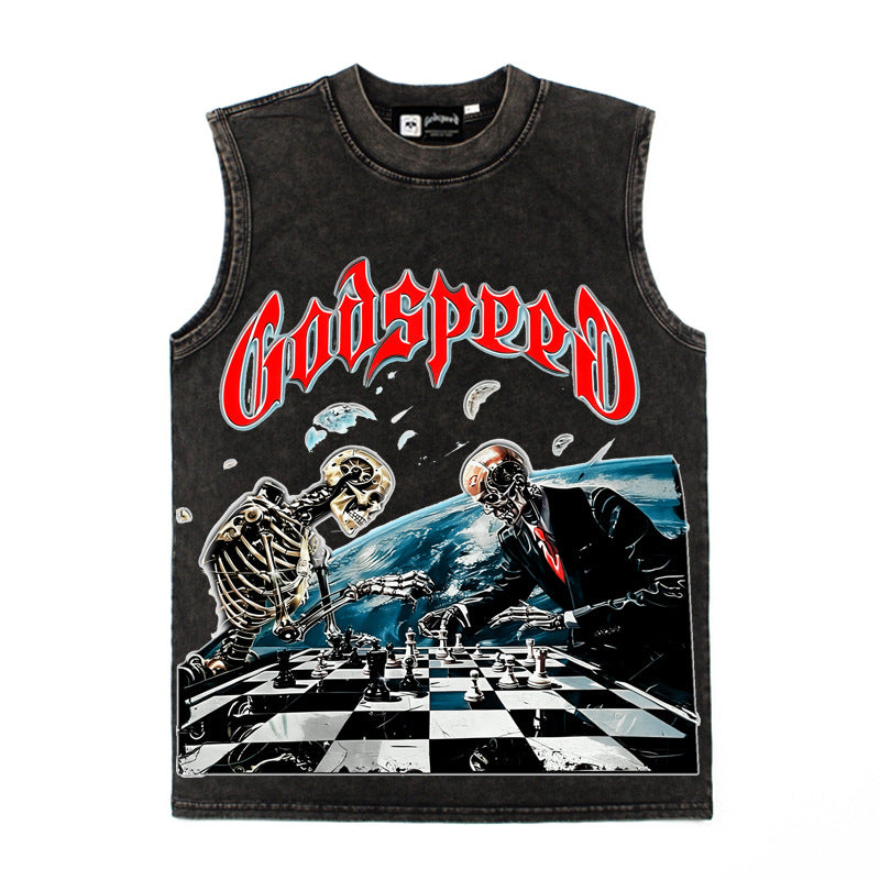 2026 American High Street Rock Street Skull Chess West  T-shirt