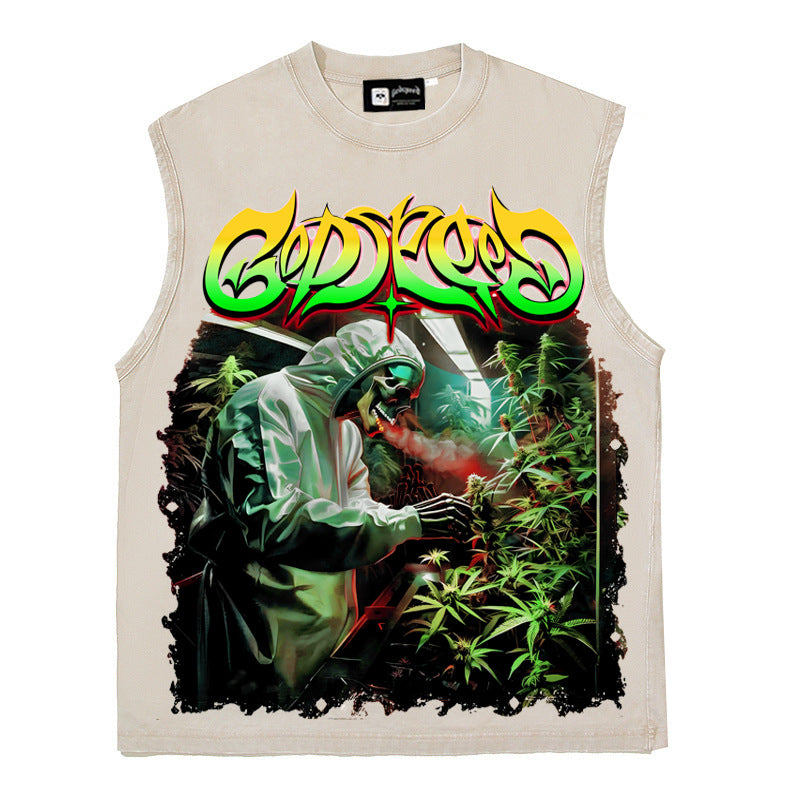 2026  American High Street Biohazard Skull Letter Hip Hop T-shirt