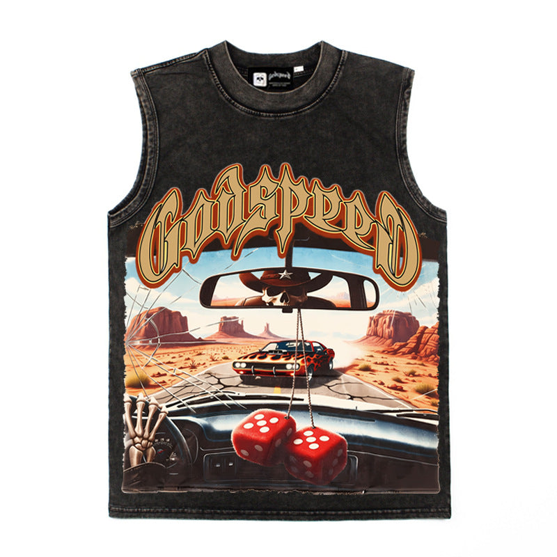 2026 American New Skull Racing Retro High Street Casual T-shirt