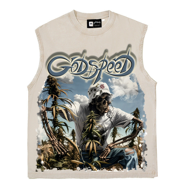 2026 American Style Blue Sky, White Clouds, Skull T-shirt