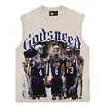 2026 American High Street Washed Distressed Skull Basketball T-shirt