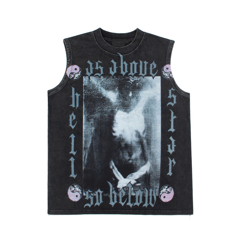 2026  European and American Street Style Print Washed T-shirt