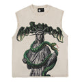 2026 American Retro Python Statue of Liberty Print Washed T-shirt