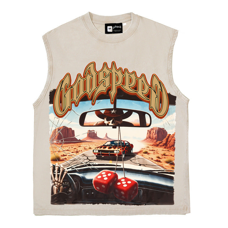 2026 American New Skull Racing Retro High Street Casual T-shirt