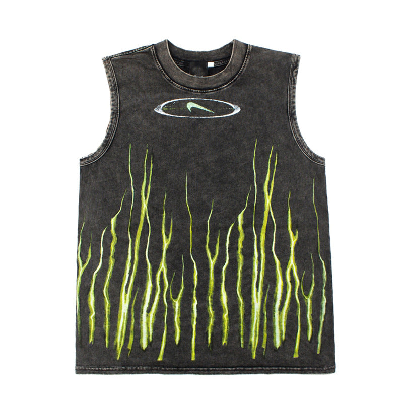 2026 American High Street Retro Style Distressed Washed T-shirt