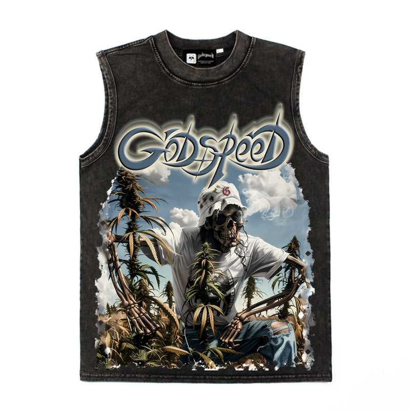 2026 American Style Blue Sky, White Clouds, Skull T-shirt