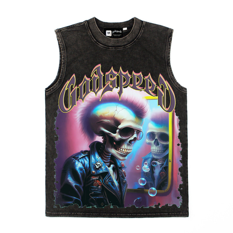 2026 American-style Skull Vest, Niche Design, Trendy Street T-shirt