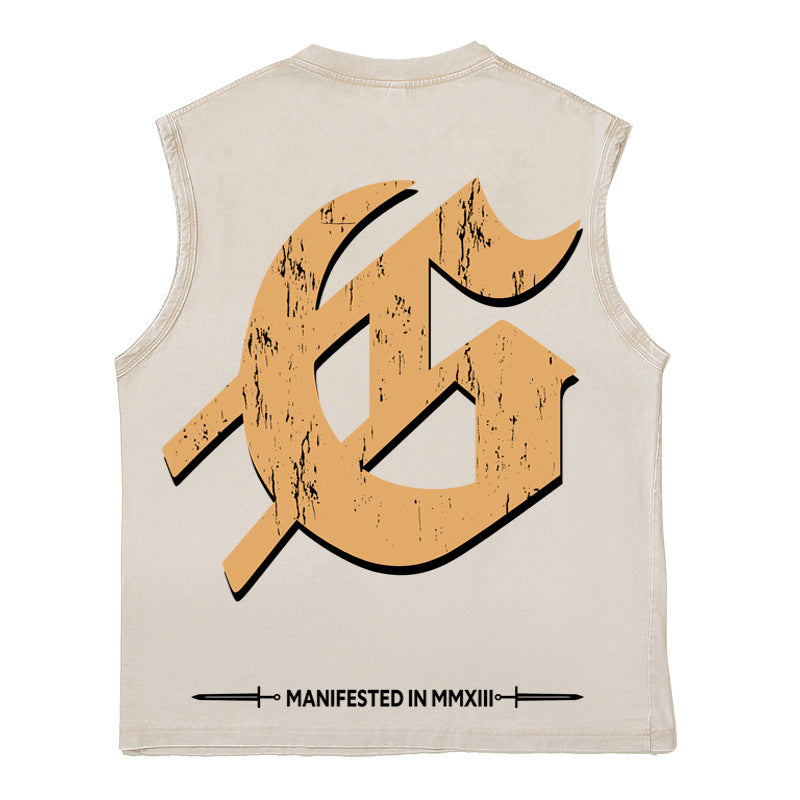 2026 American Street Hip Hop Statue of Liberty Print Vest T-shirt