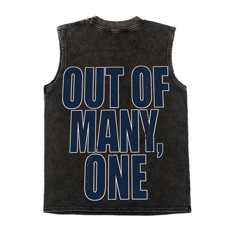 2026 American High Street Washed Distressed Skull Basketball T-shirt