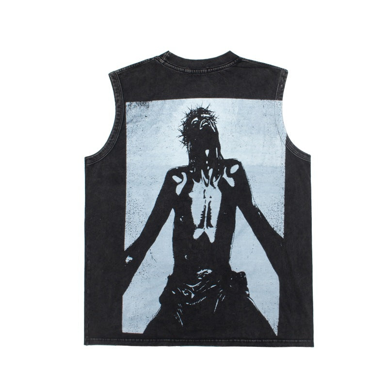 2026  European and American Street Style Print Washed T-shirt