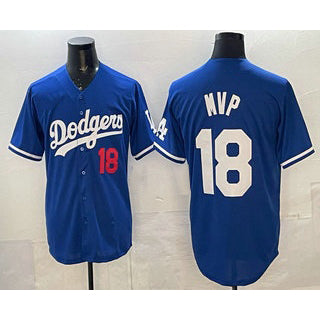 Johnsonshop Los Angeles Dodgers #18 Yoshinobu Yamamoto MVP Blue  Limited Stitched Jersey