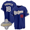 Johnsonshop Los Angeles Dodgers #18 Yoshinobu Yamamoto Royal  2026 Alternate Gold Collection Stadium Stitched Jersey