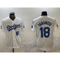 Johnsonshop Los Angeles Dodgers #18 Yoshinobu Yamamoto White  2024 World Series With Fernando Memorial Patch Home Limited Stitched Jersey 2