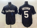 Johnsonshop Los Angeles Dodgers #5 Freddie Freeman Black  2025 World Series Champions Patch 'Gothic Edition' Vapor Premier Limited Stitched Jersey