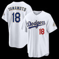 Johnsonshop Los Angeles Dodgers #18 Yoshinobu Yamamoto White  2026 Gold Collection Stadium Jersey