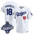 Johnsonshop Los Angeles Dodgers #18 Yoshinobu Yamamoto White  2025 Champions Stitched Jersey