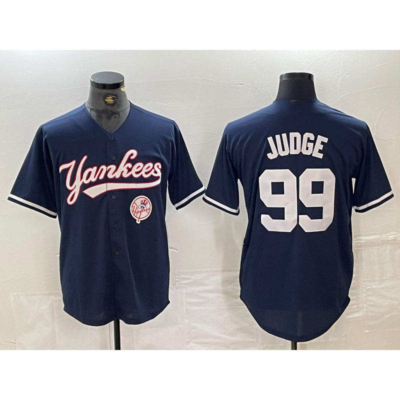 Johnsonshop New York Yankees #99 Aaron Judge Navy  With Patch Cool Base Stitched Jersey