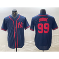 Johnsonshop New York Yankees #99 Aaron Judge Navy Red  Fashion Cool Base Jersey